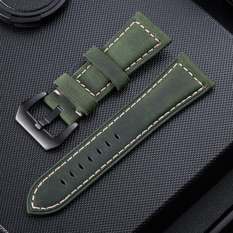 Crazy Horse Layer Frosted Black Buckle Watch Leather Watch Band, Size: 26mm