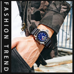 SANDA 3008 Multifunctional Men Outdoor Sports Noctilucent 50m Waterproof Digital Wrist Watch