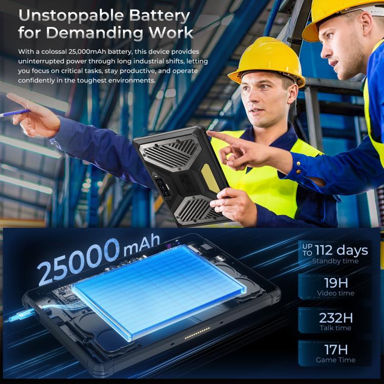 OUKITEL RT10 5G Network IP68/IP69K Rugged Tablet, 12GB+512GB, 11 inch Android 15 MTK Dimensity 7400X Support Dual SIM, EU Plug, RT10 12GB+512GB