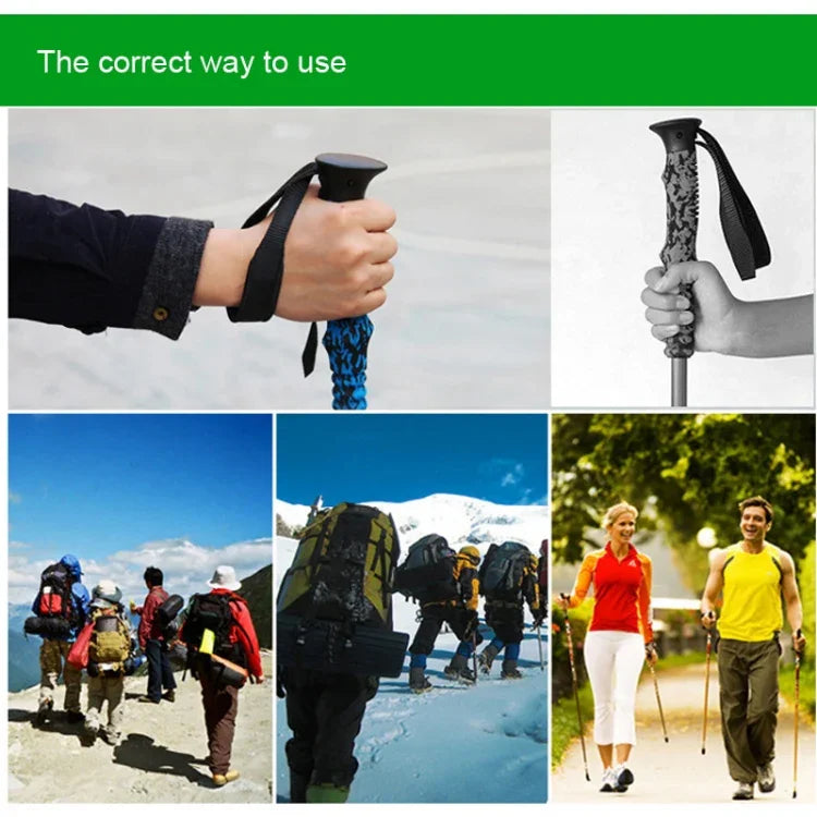 135cm Adjustable Portable Height Outdoor Aluminum Trekking Poles, Red#135cm, Green#135cm