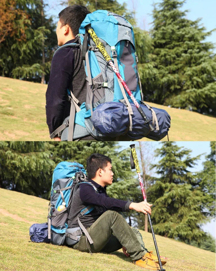 135cm Adjustable Portable Height Outdoor Aluminum Trekking Poles, Red#135cm, Green#135cm