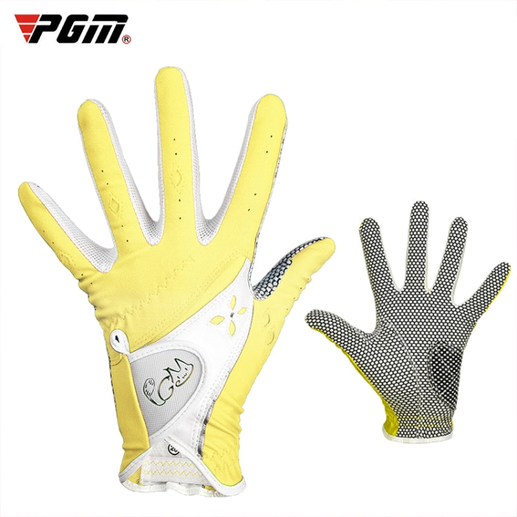 PGM One Pair Golf Non-Slip PU Leather Gloves for Women (Color:Yellow Size:21), 18, 19, 21, 17, 20