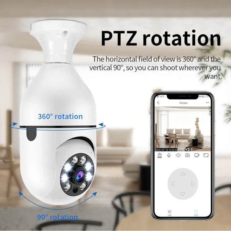 A6 2MP HD Light Bulb WiFi Camera Support Motion Detection/Two - way Audio/Night Vision/TF Card - Trustpick
