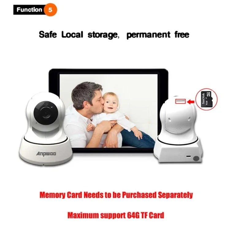 Anpwoo YT002 Ingenic T10 720P HD WiFi IP Camera with 11 PCS Infrared LEDs, Support Motion Detection & Night Vision & TF Card(Max 64GB) - Trustpick