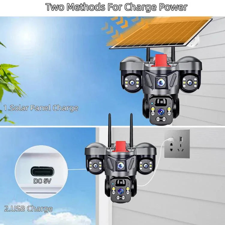 D31 9MP Multi - lens Panoramic Solar Surveillance PTZ Dome Camera - Trustpick