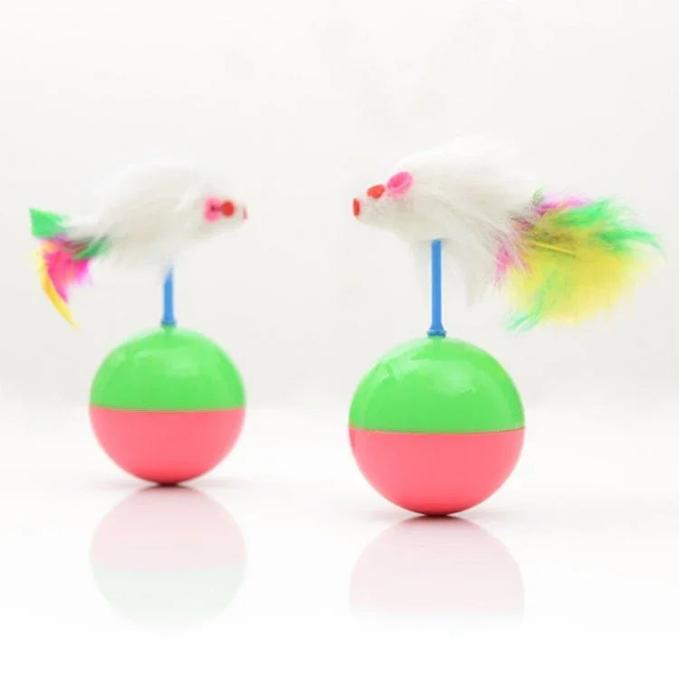 Durable Pet Cat Favorite Toys Feather Mouse Tumbler Plastic Toys Balls, Diameter: 5.5cm - Trustpick