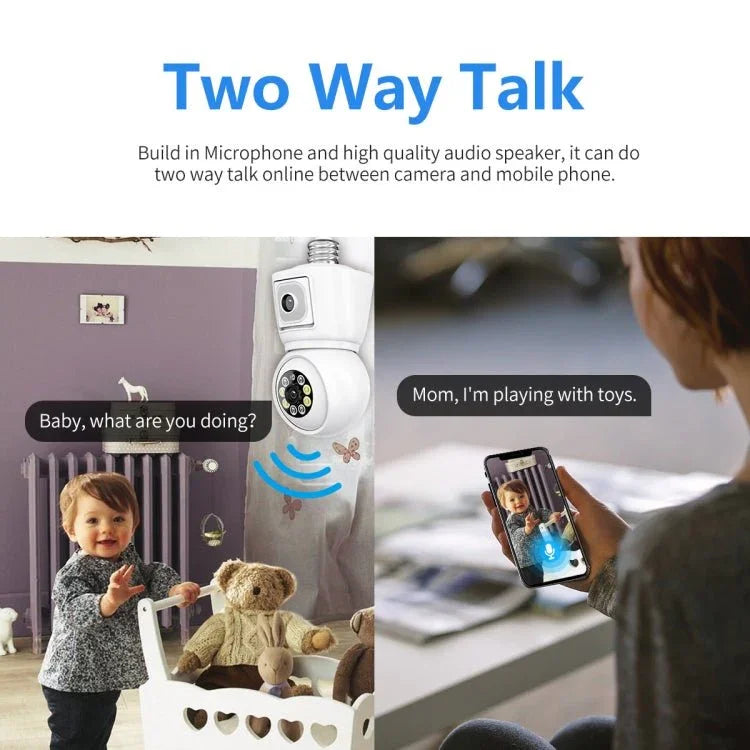 ESCAM QF202 E27 2x2MP Dual Lens Motion Detection Waterproof WiFi IP Two Way Audio Night Vision Camera - Trustpick