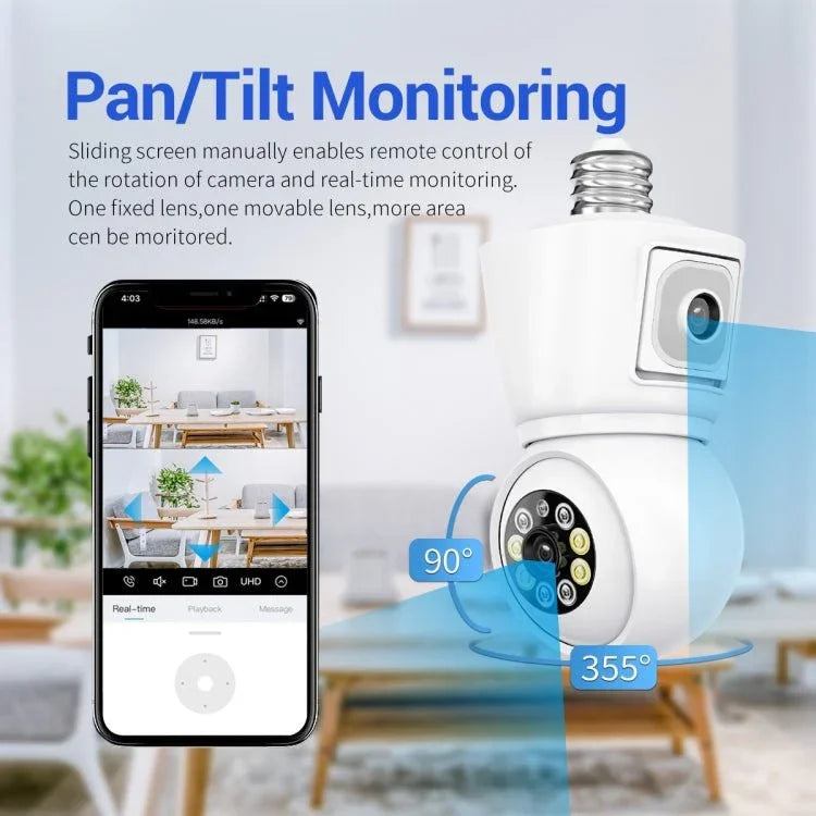 ESCAM QF202 E27 2x2MP Dual Lens Motion Detection Waterproof WiFi IP Two Way Audio Night Vision Camera - Trustpick