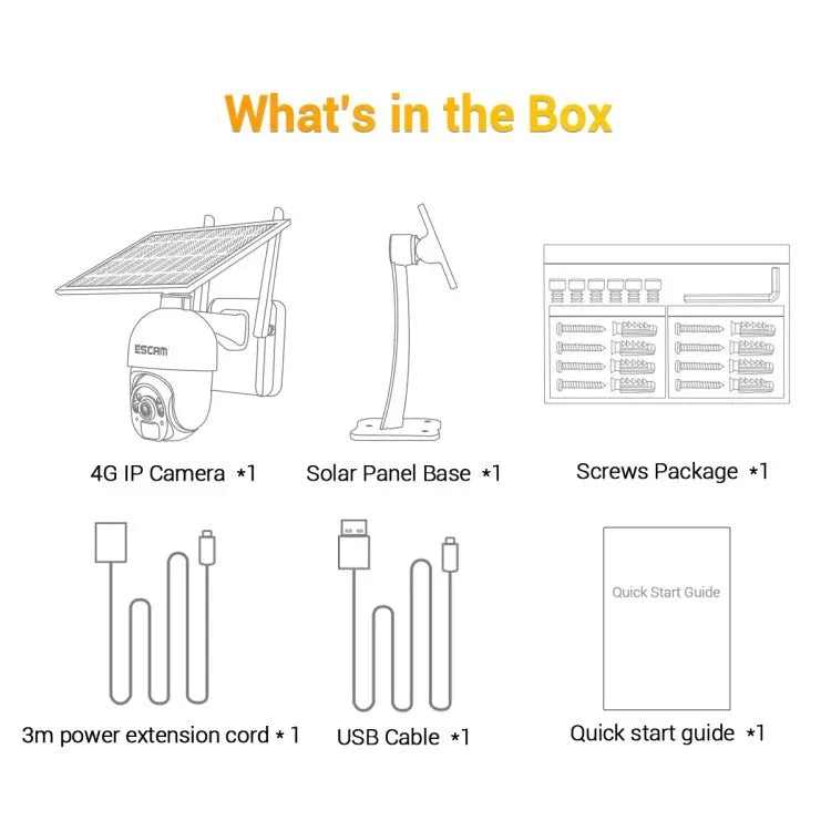 ESCAM QF450 HD 1080P 4G EU Version Solar Powered IP Camera with 16G Memory, Support Two - way Audio & PIR Motion Detection & Night Vision & TF Card - Trustpick