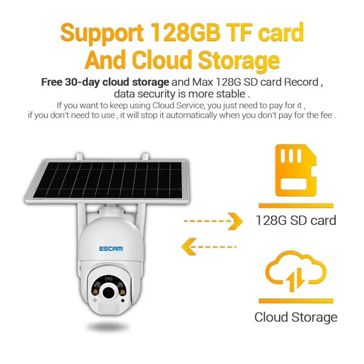 ESCAM QF450 HD 1080P 4G EU Version Solar Powered IP Camera with 16G Memory, Support Two - way Audio & PIR Motion Detection & Night Vision & TF Card - Trustpick