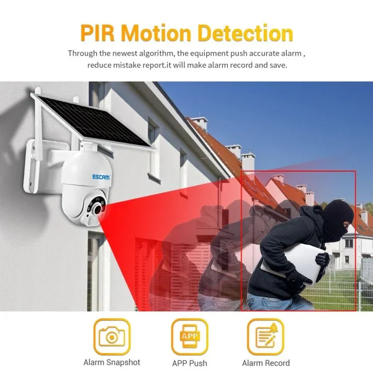 ESCAM QF450 HD 1080P 4G US Version Solar Powered IP Camera with 64G Memory, Support Two - way Audio & PIR Motion Detection & Night Vision & TF Card - Trustpick