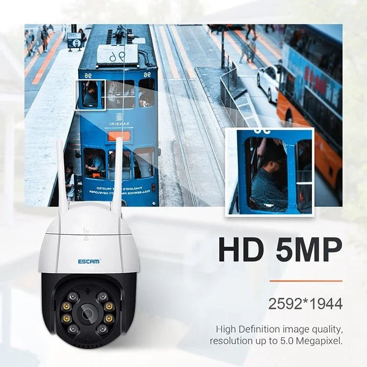 ESCAM QF518 5MP Smart WiFi IP Camera, Support AI Humanoid Detection / Auto Tracking / Dual Light Night Vision / Cloud Storage / Two Way Audio / TF Card - Trustpick
