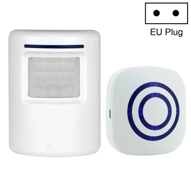 FY - 0256 2 in 1 PIR Infrared Sensors (Transmitter + Receiver) Wireless Doorbell Alarm Detector for Home / Office / Shop / Factory, EU Plug - Trustpick