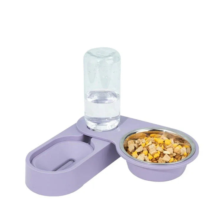 Pet Supplies Dog Cat Food Bowl Folding Rotating Double Bowl - Trustpick