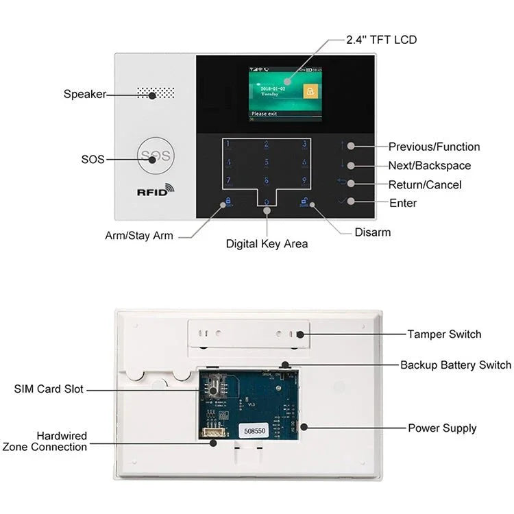PG - 105 - GSM GSM/GPRS + WiFi Intelligent Alarm System with Touch Keypad & LCD Screen & RFID Function, EU Version - Trustpick