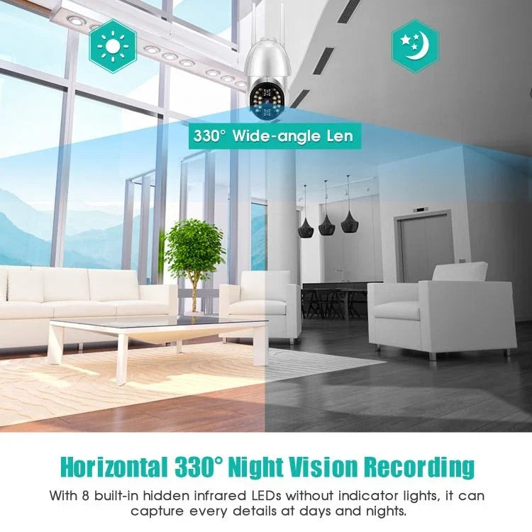 QX33 1080P Panoramic PTZ 360 Degree Rotating WIFI Camera, Support Day and Night Full Color & Two - way Voice Intercom & Motion Detection Alarm & Video Playback & 64GB TF Card, AU Plug - Trustpick