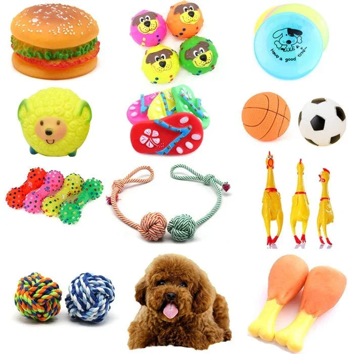 Rubber Squeak Toy for Dog Screaming Chicken Chew Bone Squeaky Ball Dog Toys Tooth Grinding, Random Color Delivery - Trustpick