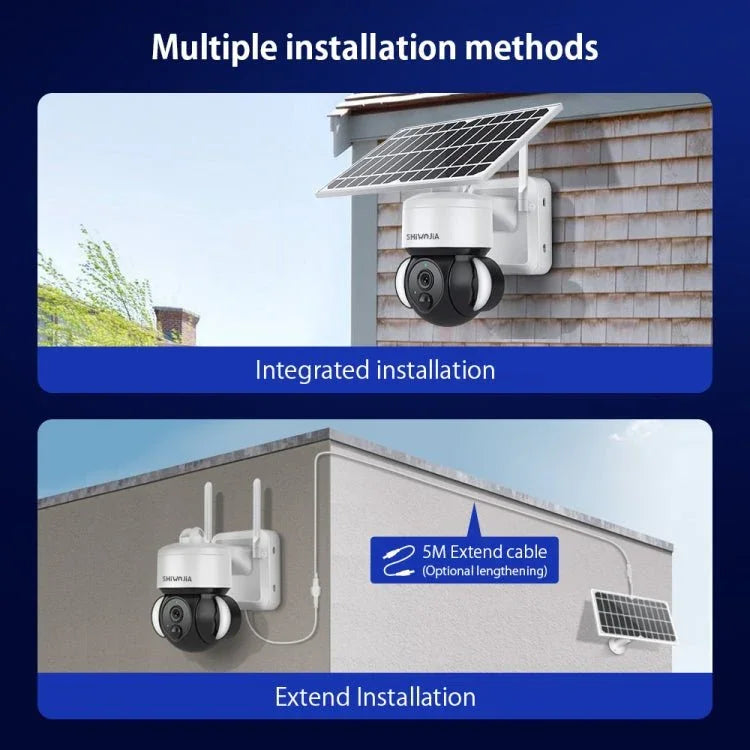 SHIWOJIA Waterproof WiFi Solar Dome IP Camera, Support Two - way Audio & PIR Motion Detection & Night Vision & TF Card - Trustpick