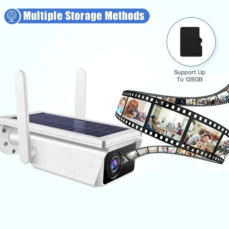 T13 - 2 1080P HD Solar Powered 2.4GHz WiFi Security Camera without Battery, Support Motion Detection, Night Vision, Two Way Audio, TF Card - Trustpick
