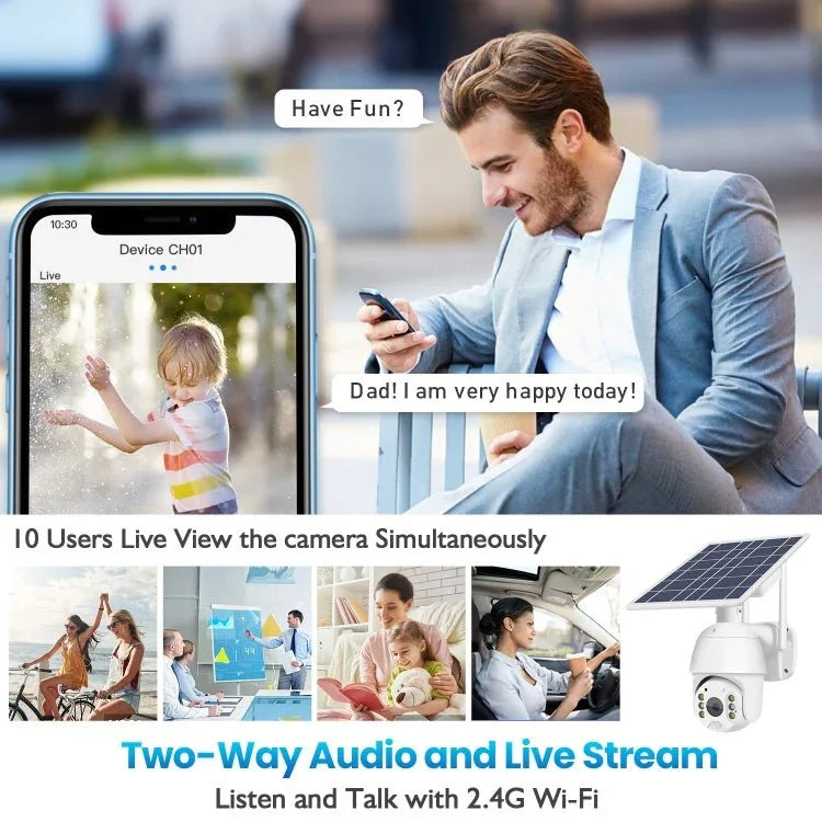 T16 1080P Full HD Solar Powered WiFi Camera, Support PIR Alarm, Night Vision, Two Way Audio, TF Card - Trustpick