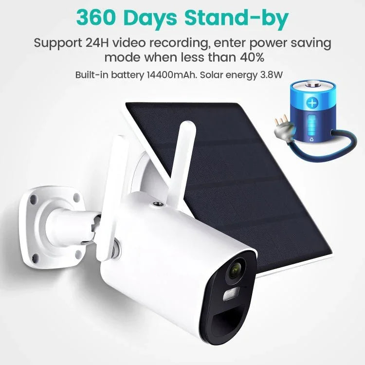 T20 1080P Full HD Solar Powered WiFi Camera, Support Motion Detection, Night Vision, Two Way Audio, TF Card - Trustpick