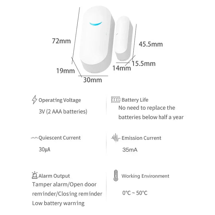 Tuya WiFi Door Magnetic Sensor Remote Intelligent Linkage Doors Windows Switch Anti - alarm APP Reminder Alarm - Trustpick