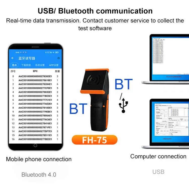UHF 915M Inventory Terminal RF Tag Handheld RFID Bluetooth Reader, Reading Distance: 0 - 3m - Trustpick