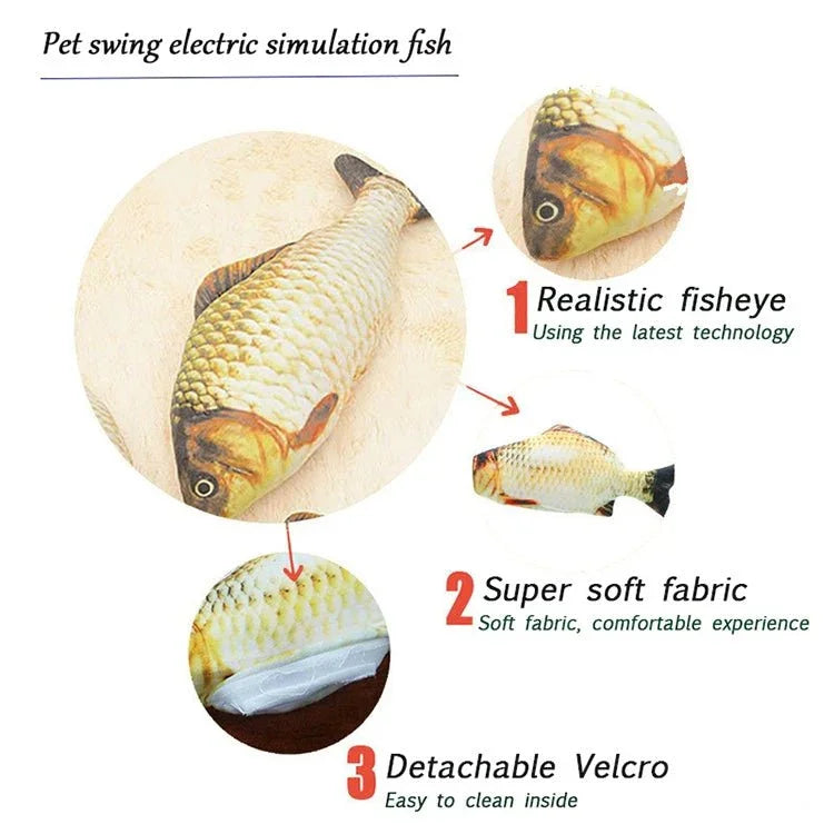 USB Charging Pet Simulation Fish Electric Cat Interactive Toy, Size：30cn - Trustpick
