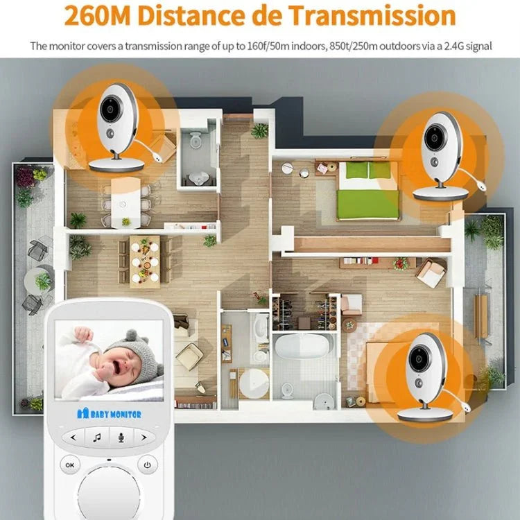 VB605 2.4 inch LCD 2.4GHz Wireless Surveillance Camera Baby Monitor, Support Two Way Talk Back, Night Vision - Trustpick